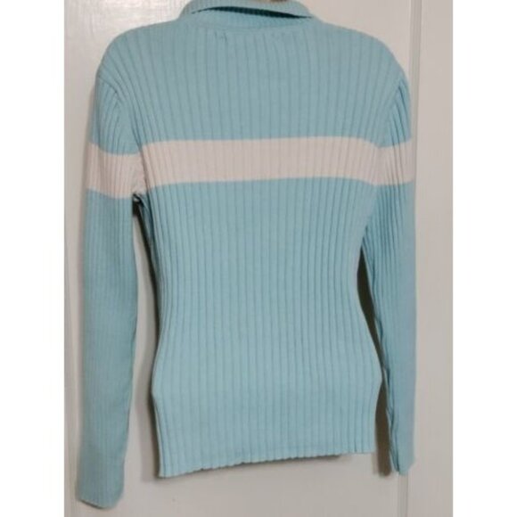 Tommy Hilfiger 1/4 Snap Pullover Sweater Medium Knit Embroidered Spellout Logo - Picture 6 of 9